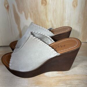 Matisse Taupe Suede Wedge Slide Sandals